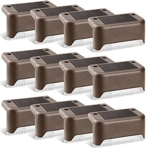GIGALUMI – Lot de 12 lampes solaires de terrasse - Finition bronze - Étanches - Pour allée, cour, terrasse, escaliers, marches et clôtures. (blanc chaud)