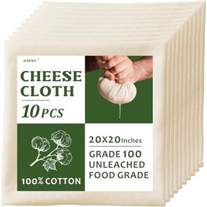 Cheese Cloths, 10 Pack Large 20x20 Inches Precut Cheesecloth For Straining - Unbleached Organic 100% Cotton Fine Mesh Muslin Cloth With 4 Overlocked Edges, Grade 100 For Making Butter, Milk, Juice