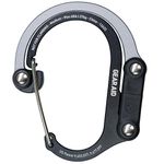 GEAR AID HEROCLIP Carabiner Gear Clip and Hook (Medium) for Camping, Backpack, and Garage Organization, Black and Gray, 1 Pack