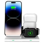 Hoidokly Wireless Charger, 3 in 1 Charging Station Dock for Airpods Pro/2, AppIe Watch 6/SE/5/4/3/2, Fast Charging Stand for iPhone 13 Pro Max/13/12/11/XR/XS/X/8/8 Plus (NO QC 3.0 Adapter) White