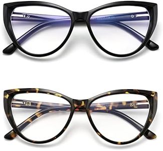 TEAPLMTT 2 Pack Cat Eye Blue Light Blocking Glasses for Women Trendy TR90 Frame Anti Blue Ray Eyesatrain Computer Eyeglasses(Black+Tortoise)