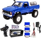 LEOSO WPL C24 Crawler RC Car 1/16 RC Rock Crawler RC Truck 4x4 with 3 Upgraded 1200mah Battery 2.4GHz 4WD Remote Control Crawler Off-Road Pick-up Truck RTR for Men (wpl c24 Blue)