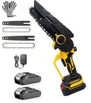Hetkrishi Mini Chainsaw Cordless, 8 Inch & 6 Inch Electric Chainsaw Battery Powered, 1000W Brushless Handheld Power Chain Saw with 2 Batteries, Tree Saw for Branch Trimming Wood Cutting