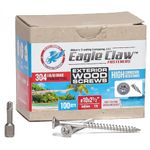 Eagle Claw Tools and Fasteners 10 x 2 1/2 Inch Stainless Steel Deck Screws 100 Box T25 Star Drive Included