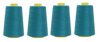 Mandala Crafts 4 Pack of Serger Threads Teal Threads for Sergers Machine - Sewing Thread Cones Thread for Overlock Thread Quilting - 20S/2 24000 Yds Polyester Thread Spools