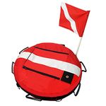 Luwint Inflatable Dive Float Buoy, Round Diving Safety Surface Marker Buoy Training Signal Board for Scuba Diving Freediving Diver Snorkeling Spearfishing, Includes Flag