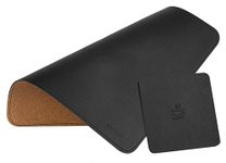 EAGZFFI Leather Mouse Pad,Wood Mouse Pad,Double Side Mouse Pad,Stitched Edges,Equipped with Coaster Mouse Pads for Laptop,Office & Home,1 Pack,8inch11inch, (Black)