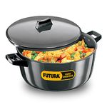 Hawkins Futura 6 Litre Cook n Serve Bowl, Hard Anodised Saucepan with Hard Anodised Lid, Sauce Pan for Cooking and Serving, Black (ACB60) (Aluminium)