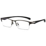 ANRRI Blue Light Glasses for Men Semi Rimless Rectangle Metal Frame UV Blocking Computer Glasses