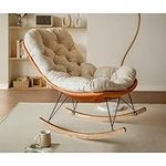 FIXARE Indoor Upholstered Rocking Chair,Modern Upholstered Glider Rocker Chair,Living Room Bedroom Upholstered Rocker Chair (Color : Orange, Size : Velvet)