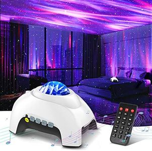 Northern Galaxy Light Aurora Projector with 33 Light Effects, Night Lights LED Star Projector for Bedroom Nebula Lamp, Remote Control, White Noises, Bluetooth Speaker for Parties(White)