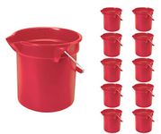 Rubbermaid Commercial 10 Qt Brute Heavy-Duty, Corrosive-Resistant, Round Bucket, Red (12-Pack)