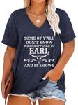Plus Size Tops Womens V Neck Western Cowgirl T-Shirts Vintage Country Music Graphic Tee Shirt, C-navy, 5X-Large Plus