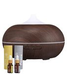 EKAM Wood Aroma Diffuser Cool Mist Air Fragrance Humidifier With 2 Wellness Oil Blends 7 Mood Changing Led Lights| For Room Office Bedroom Wardrobe Gym Shop