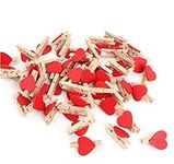 Yosoo Mini Heart-Shaped Wooden Clothespin Craft Clips Wooden Letters for Scrapbooking Wood Crafts Wedding Decoration - 3cm x 2cm (100)