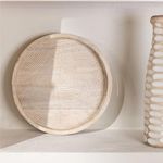 Duadecor Wooden Round Tray for Serving and Decoration | Wood Tray for Home Decor and Kitchen Organizer | Decorative Tray for Coffee and Dining Table, Storage, Snacks, Large (Round 40 x 40 cm)