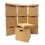 Direct Global Trading Pack of 10 Strong Cardboard Cube Storage Boxes with Lid and Handles