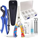 Fishing Pliers Hook Remover Fish Lip Gripper Combo Sea Fishing Accessories Tools Set with Tackle Box 7 in1