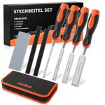 AojSup Wood Chisel Set, Professional Chisel Set Included 4X Wood Chisel(6mm, 12mm,19mm, 25mm), 2X Carpentry Pencils, 1x Whetstone, 1x Storage Bag, Perfect for Woodworking, Wood Carving & Sculpting