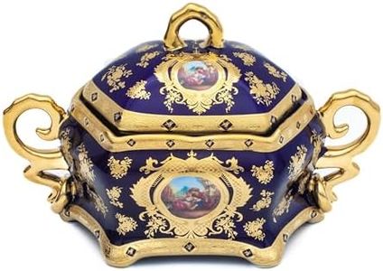 Royalty Porcelain Vintage Serving Tureen - Soup Pot with Lid - Luxurious Blue and Gold Design - Classic Style Stew or Soup Bowl with Handle, Food Warmer, Serveware, Ceramic Cookware Set