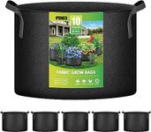 iPower 10-Gallon 5-Pack Grow Bags Fabric Aeration Pots Container with Strap Handles for Nursery Garden and Planting(Black)