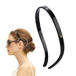 EVITA PERONI Headband Designed for Eyewear No Headache No Pressure Headbands for Women Premium Acetic Thin Hair Band Non Slip Head bands for Women's Hair Comfortable Modern Hair Accessories for Women, BLack