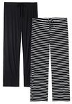 ROSYLINE Casual Womens Pants Soft Lounge Pants Sleep Pajama Bottoms with Pocket Black/Blackstripe M