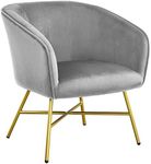 Yaheetech Velvet Tub Chair, Modern Upholstered Armchair, Barrel Chair Vanity Chair with Round Back and Thick Padded Seat for Living Room Bedroom Makeup, Grey