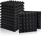 12 Pack Set Acoustic Foam Panels, Studio Wedge Tiles, 2" X 12" X 12" Acoustic Foam Sound Absorption Pyramid Studio Treatment Wall Panels