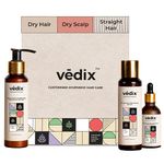 Vedix Customized Hair Fall Control Regimen For Dry Hair/Scalp&Straight Hair - 3 Product Kit - Anti Hair Fall Oil Lotus - Anti-Hairfall Shampoo For Dry Hair - Nuyantra Pro Hair Growth Serum,540 Grams