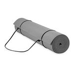 Gaiam Essentials Premium Yoga Mat with Yoga Mat Carrier Sling, Grey, 72"L x 24"W x 1/4 Inch Thick