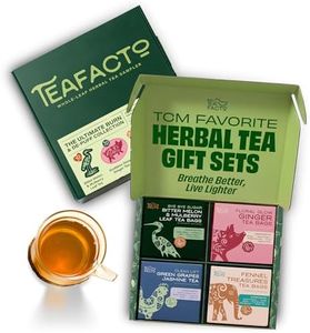 Tea Facto Herbal Tea Sampler Set Depuff Collection with Bitter Melon, Mulberry Leaf, Ginger, Pear & Green Grapes Jasmine - Fancy Tea Sampler Gift Set Box - Natural Fiber, Zero Added Sugar - 40 Count