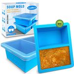 Extra-Large Silicone Freezing Tray with Lid, Walfos 1-Cup Freezer Tray for Soup, Silicone Soup Freezer Container for Freezing and Storing Soup, Broth, Sauce, Stew and Ice, 2 Packs