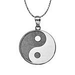 Elegant Oxidized Sterling Silver Yin and Yang Taost Symbol Charm Pendant Necklace, 16", Sterling Silver