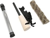 ZEARE Fire Bellow and Waterproof Survival Fire Starter with Pouch and Jute Fire Starting Rope, Adjustable Lanyard Multi-Tool Striker (Black)