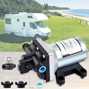 Krimocy Upgraded 12V Water Pump High Pressure Fast Self Priming 11.3L with Auto Switch for RV Caravan Boat