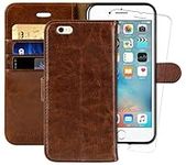 MONASAY iPhone 6s Wallet Case/iPhone 6 Wallet Case,4.7-inch [Glass Screen Protector Included] Flip Folio Leather Cell Phone Cover with Credit Card Holder for Apple iPhone 6/6s,Brown