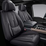 NS YOLO Leather Car Seat Covers Full Set, Faux Leatherette Automotive Vehicle Cushion Cover Universal Fit for Cars SUV Pick-up Truck in Auto Interior Accessories (Black)