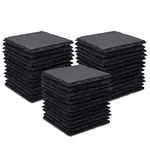 36 Pieces Slate Drink Coasters, GOH DODD 4 Inch Black Stone Coasters Bulk Cup Coaster Set with Anti-Scratch Bottom for Bar Kitchen Home Apartment, Square