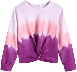 Arshiner Girls Casual Twist Front Sweatshirt Tie Dye Printed Long Sleeve Crop Tops Pullover