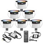 GEYUEYA Home LED Decking Lights RGBW, Ø45MM 12V RGB+Warm White Led Plinth Light Kits for Terrace/Patio/Garden/Decoration-6 Packs