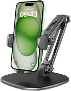 Phone Stand for Desk [No Dropping Stable Triple-Clamp Holder] Adjustable Height 360 Degree Rotation Heavy Base Thick Case Friendly, APPS2Car Multifunctional Cell Phones Stand for iPhone Android Phones