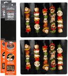 Grilling Mat 2 Pack (13.25"x18") - Heavy Duty 100% Non-Stick Reusable BBQ Grilling Sheet & Pan Liner - Use in Outdoor Barbecue Grill & Indoor Oven - Heat Safe up to 500° F - Grilling Gift for Men