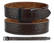 ROBOX Powerlifting, Weight Lifting Belt - 4" Back Support 10mm Genuine Cowhide Leather, Bodybuilding, Training, Deadlifts, Squats, Gym, Workout, Lifting Belt for Men and Women (Brown, XX-Large)