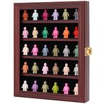 VERANI Minifigures Miniature Display Case Collectibles Display Box Wall Mount Figure Display Curio Cabinet with UV Protected Anti Fade 92% Clear for Small Objects Lockable Removable Shelves Mahogany