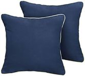 Mozaic Home AMPS111183 Indoor Outdoor Sunbrella Square Pillow with Corded Edges, Set of 2, 2 Count (Pack of 1), Canvas Navy Blue & Canvas Natural Ivory