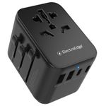 ElectroEdge Universal Travel Adapter with 2 Type C and 2 USB ports, All-in-1 Worldwide Travel Adapter | European to UK plug adaptor | International Travel Plug adapter for US/EU/AUS/UK