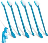 BOSHEL Dog Toothbrush Set - 8 Pack - 6 Long Handled Double-Sided Toothbrushes & 2 Dog Finger Toothbrushes - Soft Nylon Bristle Dogs Brushes, Oral Care Kit Keeps Your Large & Small, Dogs & Cats Healthy