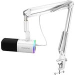 MAONO Gaming Microphone with Boom Arm: XLR/USB Podcast Microphone with Software, Mute Button, Gain Control, RGB PC Mic for Streaming, Recording, PS4/PS5, YouTube Content Creation (PD100XS White)