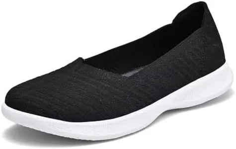 konhill Women's Slip on Loafers - Comfy Walking Tennis Low-Top Ballet Flat Nurse Shoes Casual Sneakers 9 US Black,41